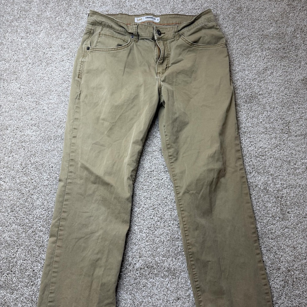 Lee Modern Series Pants Mens 32x32 Beige Khakis Straight Leg Stretch Casual